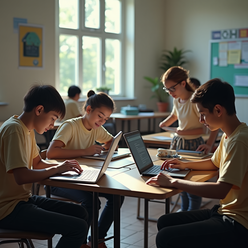 Ultrarealista — Cena em uma escola informal, iluminação natural suave. Pai ou mãe e criança de cerca de 5 anos sentados em um tapete com brinquedos de contagem (blocos coloridos, cubos, cartas com números). Pessoas usando roupas leves, como camisetas e calças casuais. Expressões naturais: adulto falando, criança mostrando leve distração mas curiosa. Ambiente acolhedor: mesas pequenas ao fundo, cartazes de números e formas, prateleiras baixas com materiais lúdicos. Enquadramento próximo (meio-corpo), foco nítido nas mãos manipulando blocos e nos rostos. Cores quentes e realistas, textura detalhada da pele e tecidos. Estilo foto editorial ultrarrealista, sem sobreposição de texto.